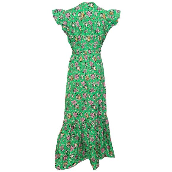 DEREK LAM 10 CROSBY Greta Floral Flutter Sleeve Midi Dress In Green Size 4 - Picture 12 of 14